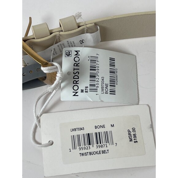 Frame Twist Buckle Leather Belt Ivory Color Size Medium main image 5